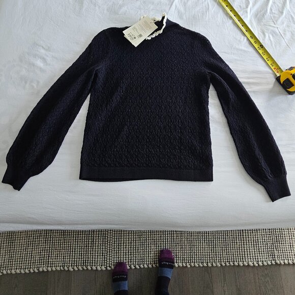 Sezane Arielle Jumper, Navy/Ecru Crochet size xxs NWT - Picture 8 of 10